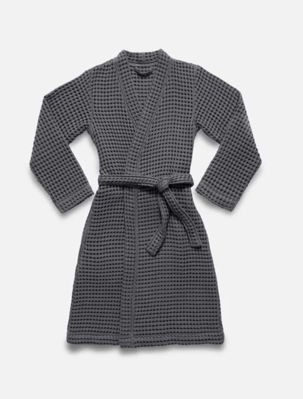 Brooklinen Dreamweave Waffle Knit Robe Unisex XL Slate Grey 100% Turkish Cotton
